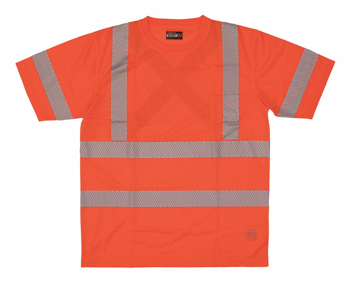 SHORT-SLEEVE SAFETY T-SHIRT, 3XL, ORANGE, POLYESTER, 1 POCKET