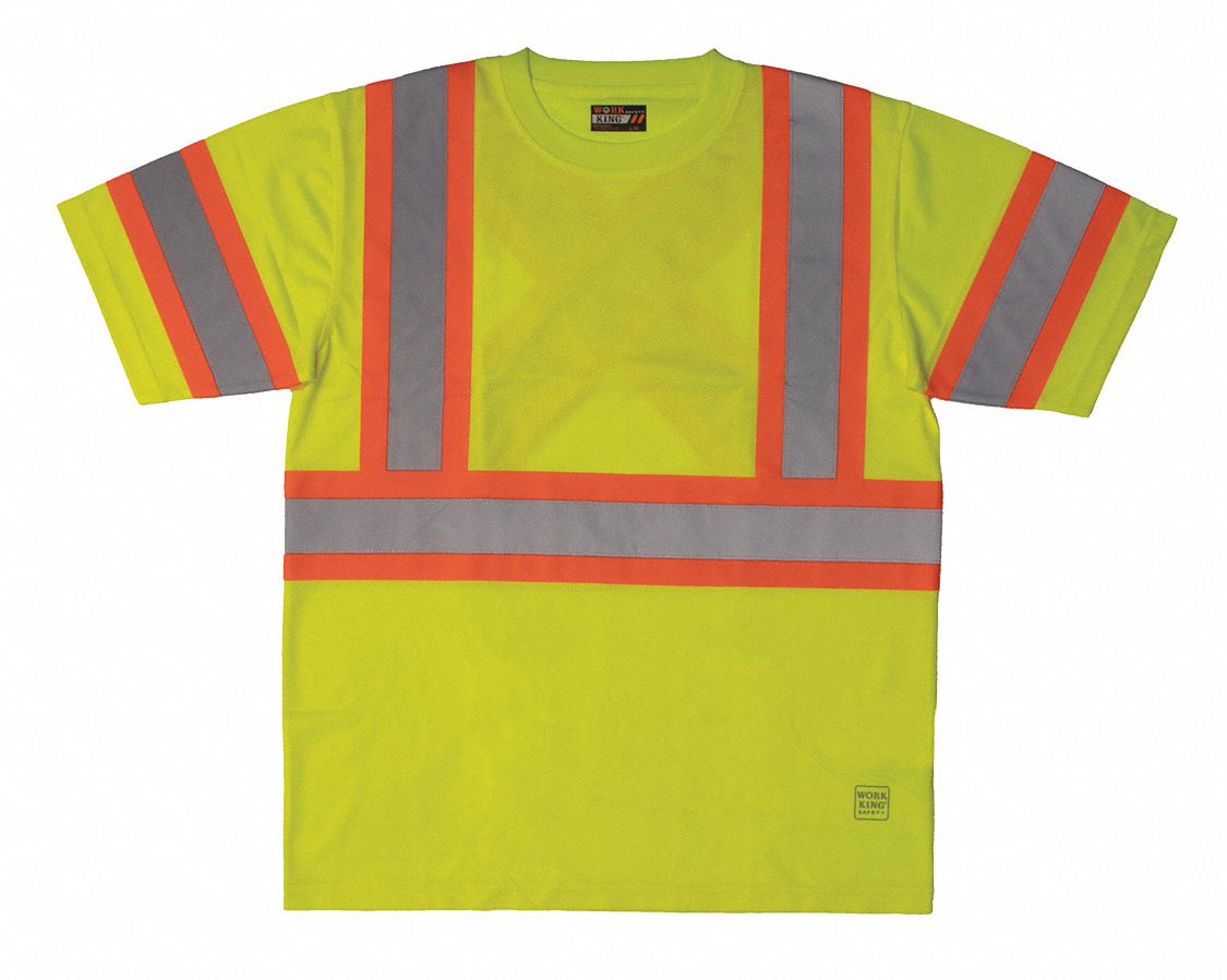 SHORT-SLEEVE SAFETY T-SHIRT, ARMBAND, S, GREEN, POLYESTER,