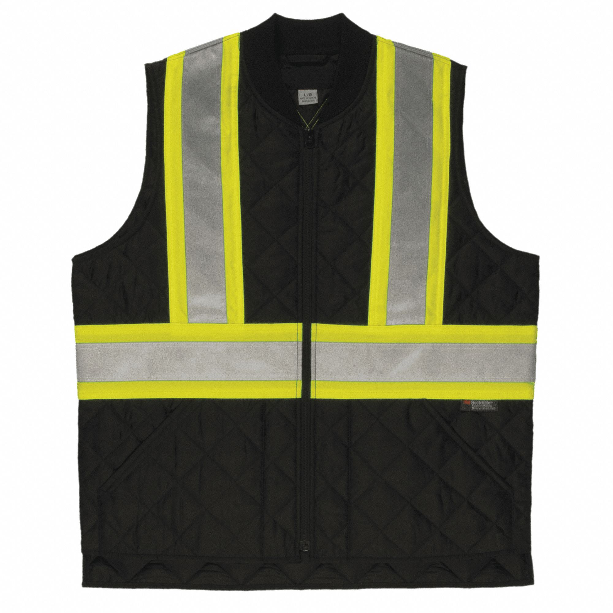 MEN'S SAFETY VEST, M, BLACK, 100% POLYESTER, ZIPPER, CSA, REFLECTIVE  MATERIAL, POCKETS