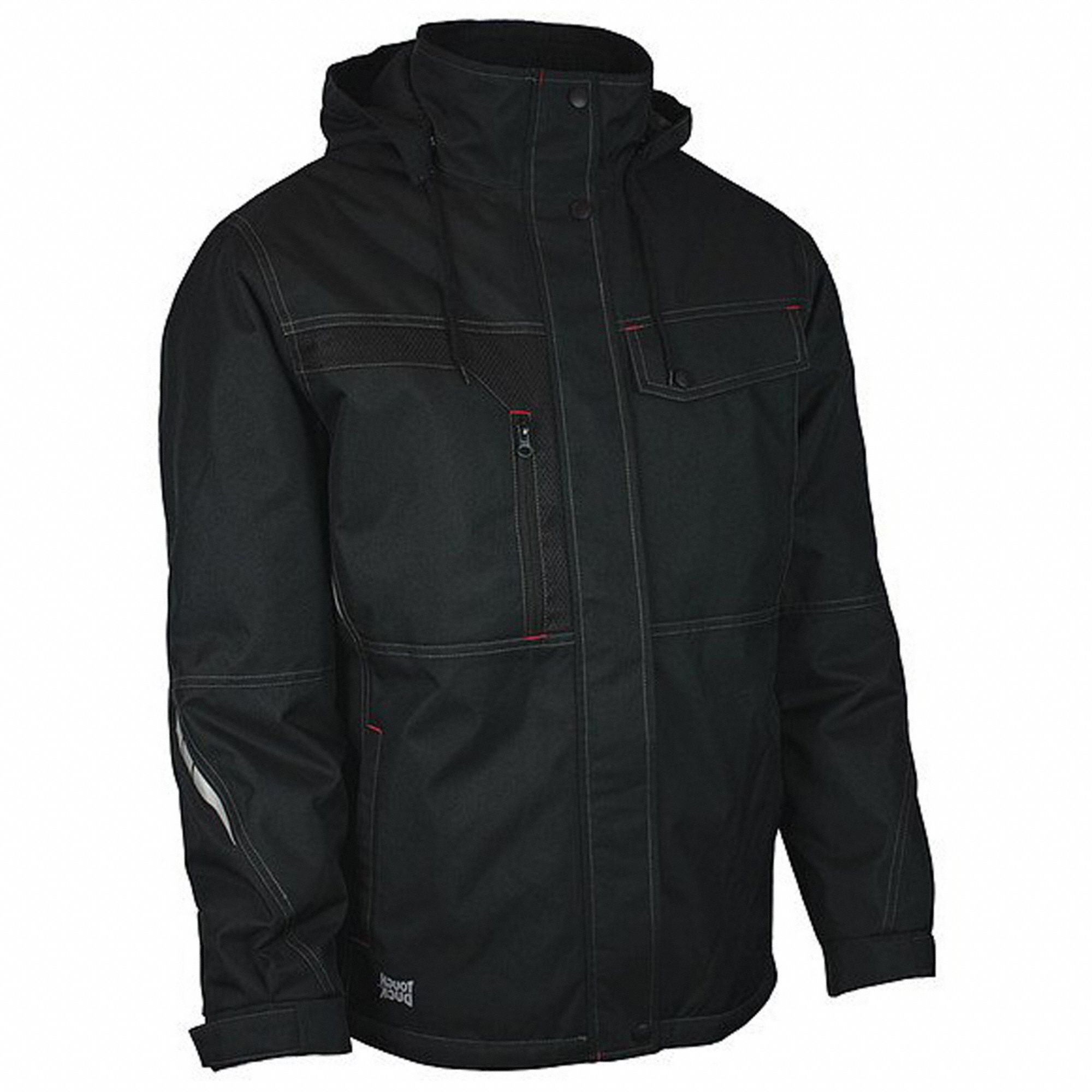 TOUGH DUCK MEN'S WJ132 JACKET, BLACK, 3XL, DETACHABLE HOOD, POLYESTER,  BRUSHED TRICOT, ZIPPER - Work Jackets & Coats - RICWJ132-3XL-BLK