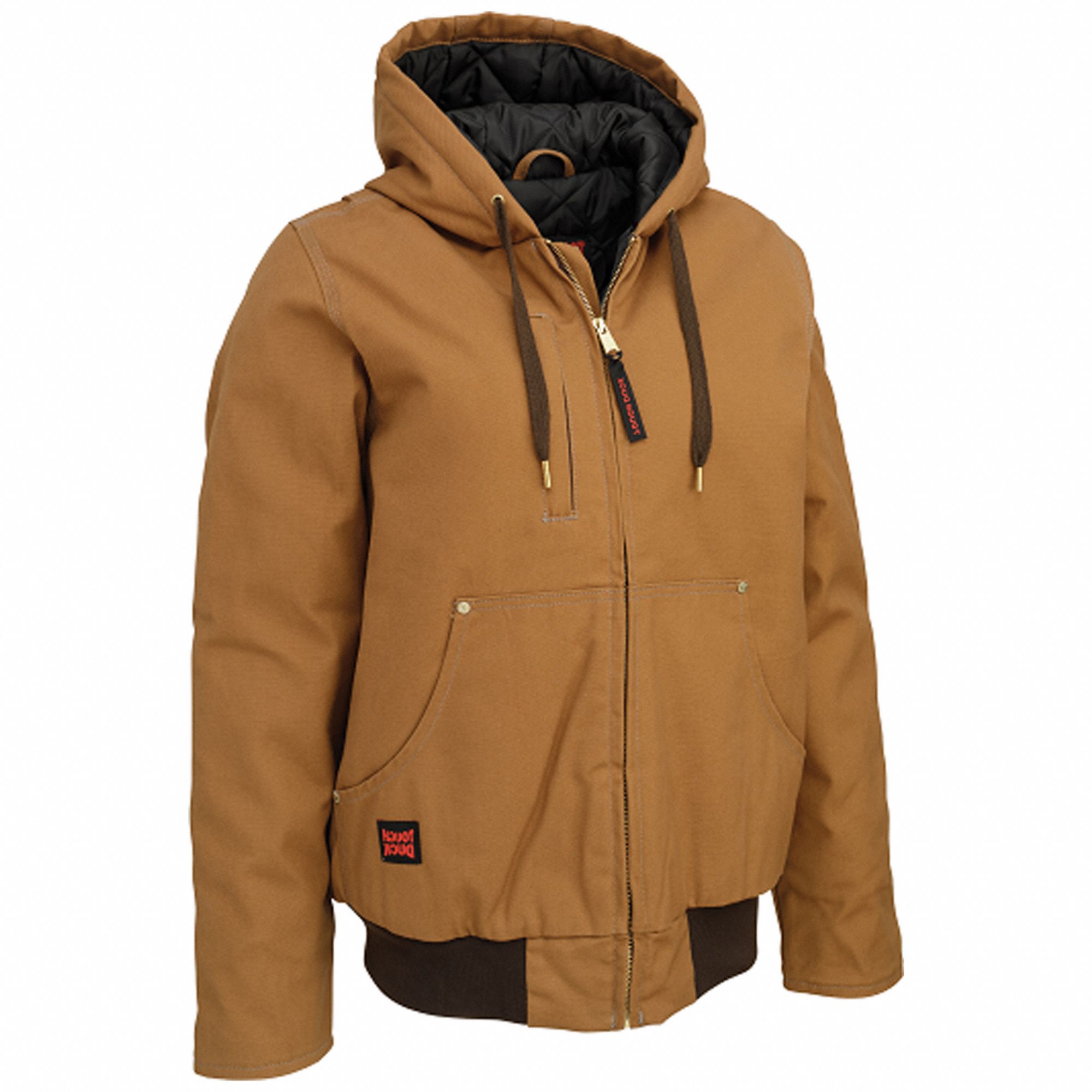 PARKA TOUGH DUCK WJ321,FEMME,MARRON,TP,CAPUCHE FIXE,100% COTON,GLISSIÈRE,SURJETÉE