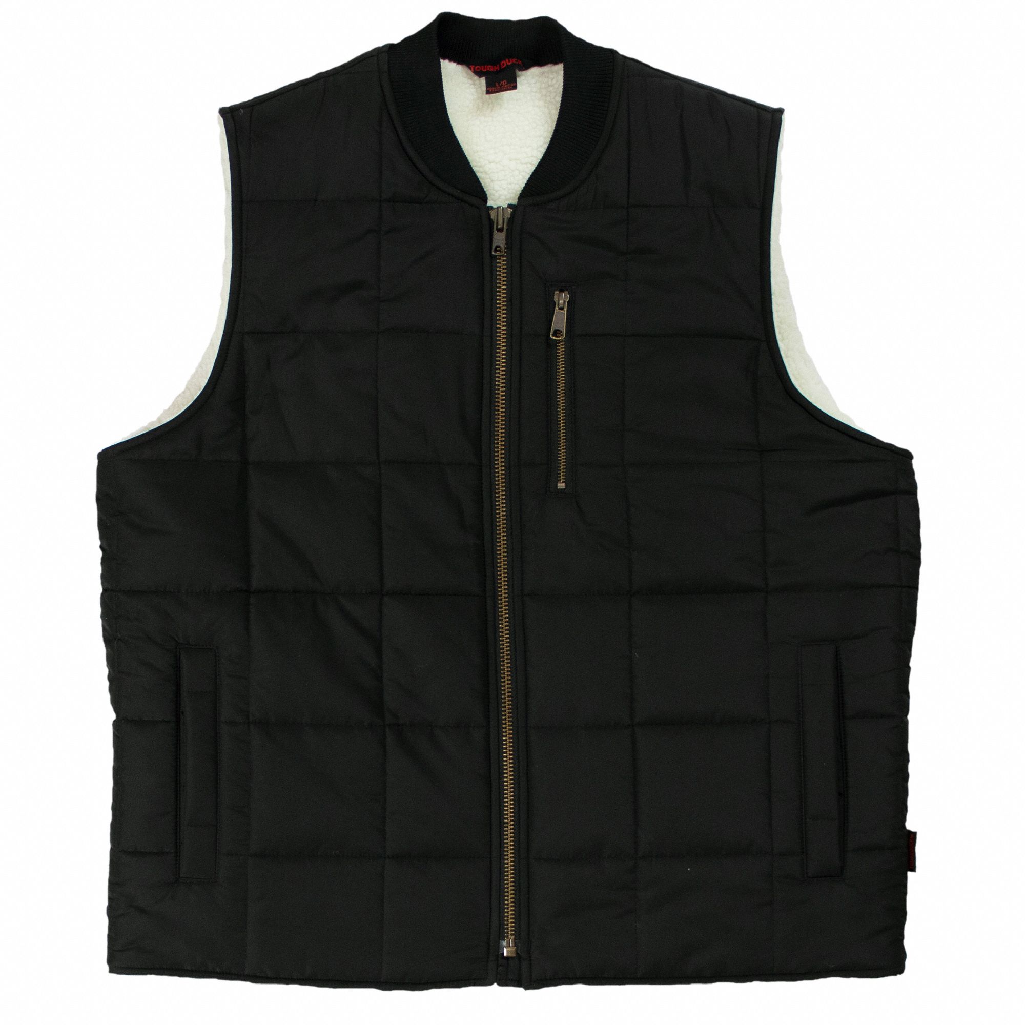 MEN'S VEST, BLACK, SIZE L, 100% POLYESTER, ZIPPER, 63 G/SQ M, BOX QUILTED