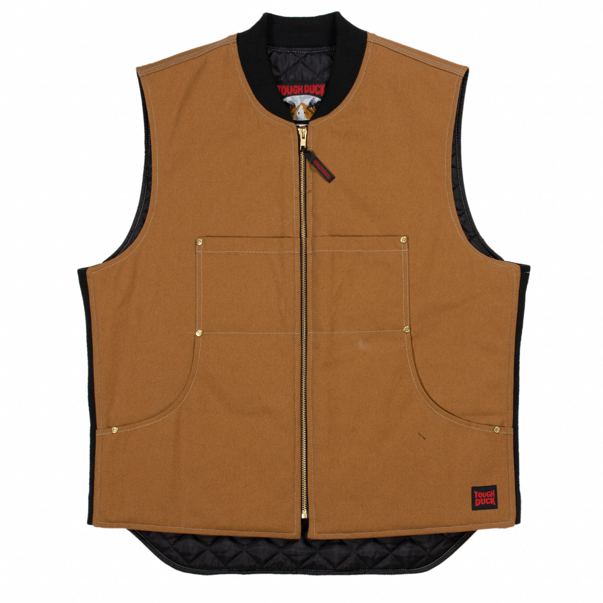 MEN'S MOTO VEST, BROWN, SIZE 4XL, 100% COTTON, ZIPPER/SNAPS, 12 OZ FABRIC WEIGHT