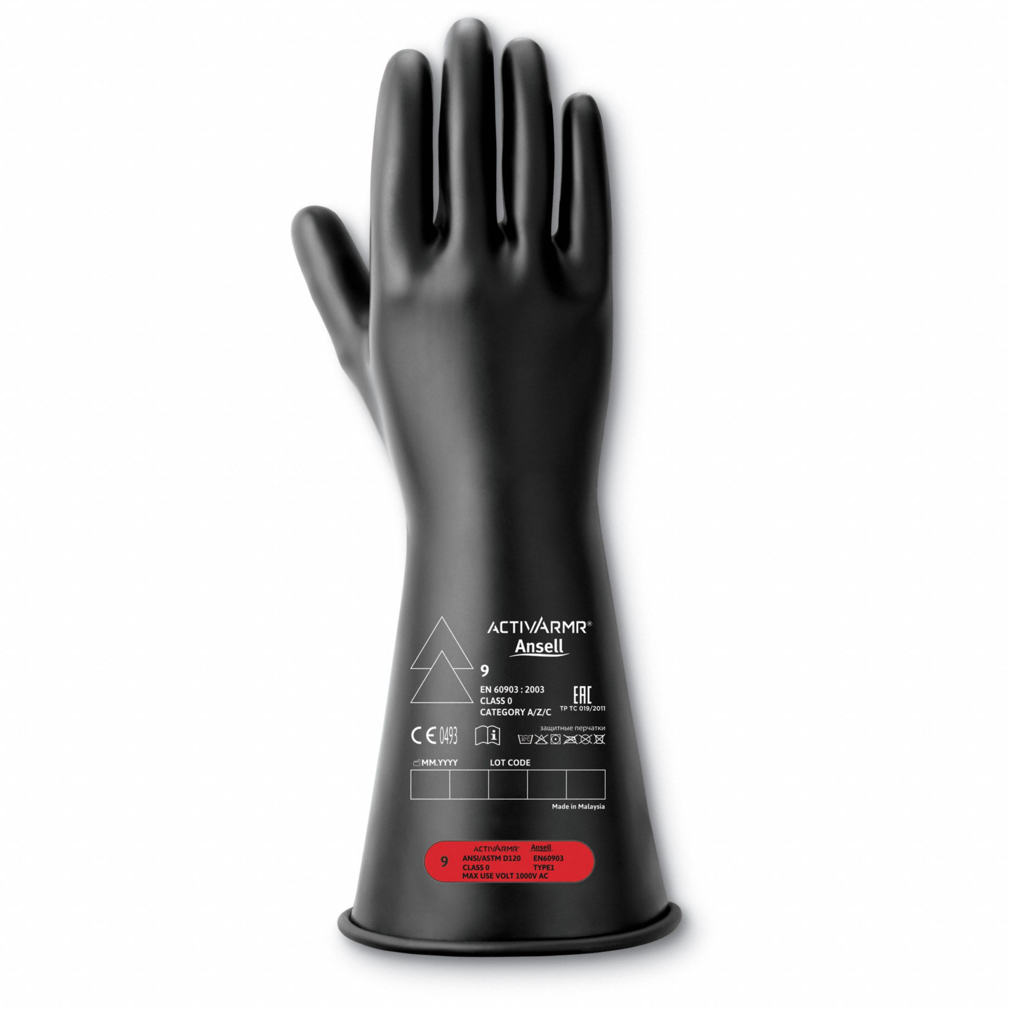 1000V AC/1500V DC, 11 in Glove Lg, Electrical Insulating Gloves