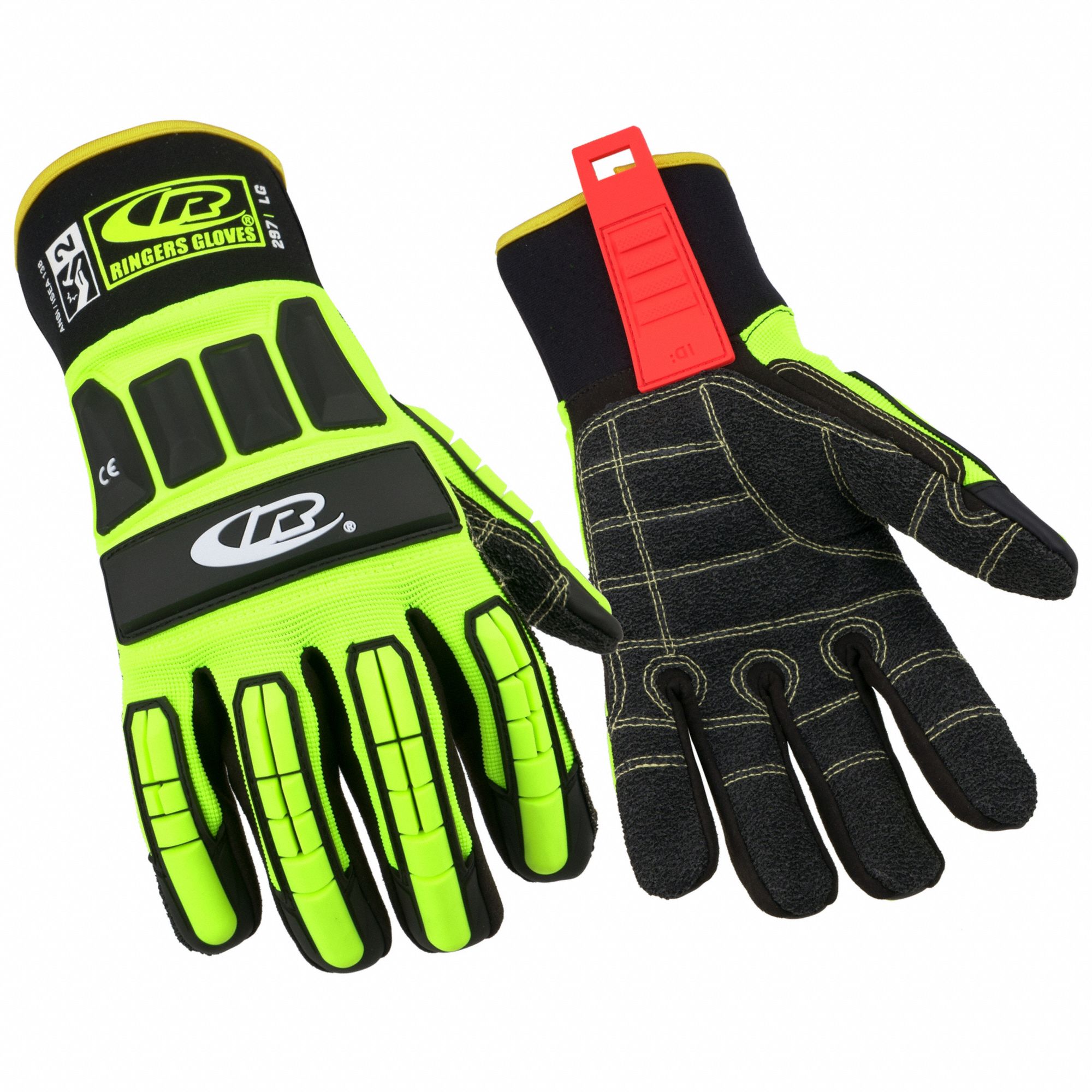RINGERS GLOVES RINGERS R297 IMPACTRESISTANT GLOVES, BLK/YLW, 12