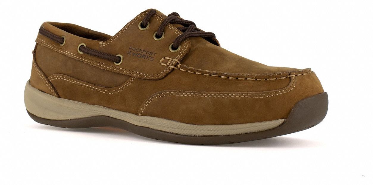 Boat Shoe: Women's, Size 9, M, Brown, Steel Toe Cap, Removable Insole