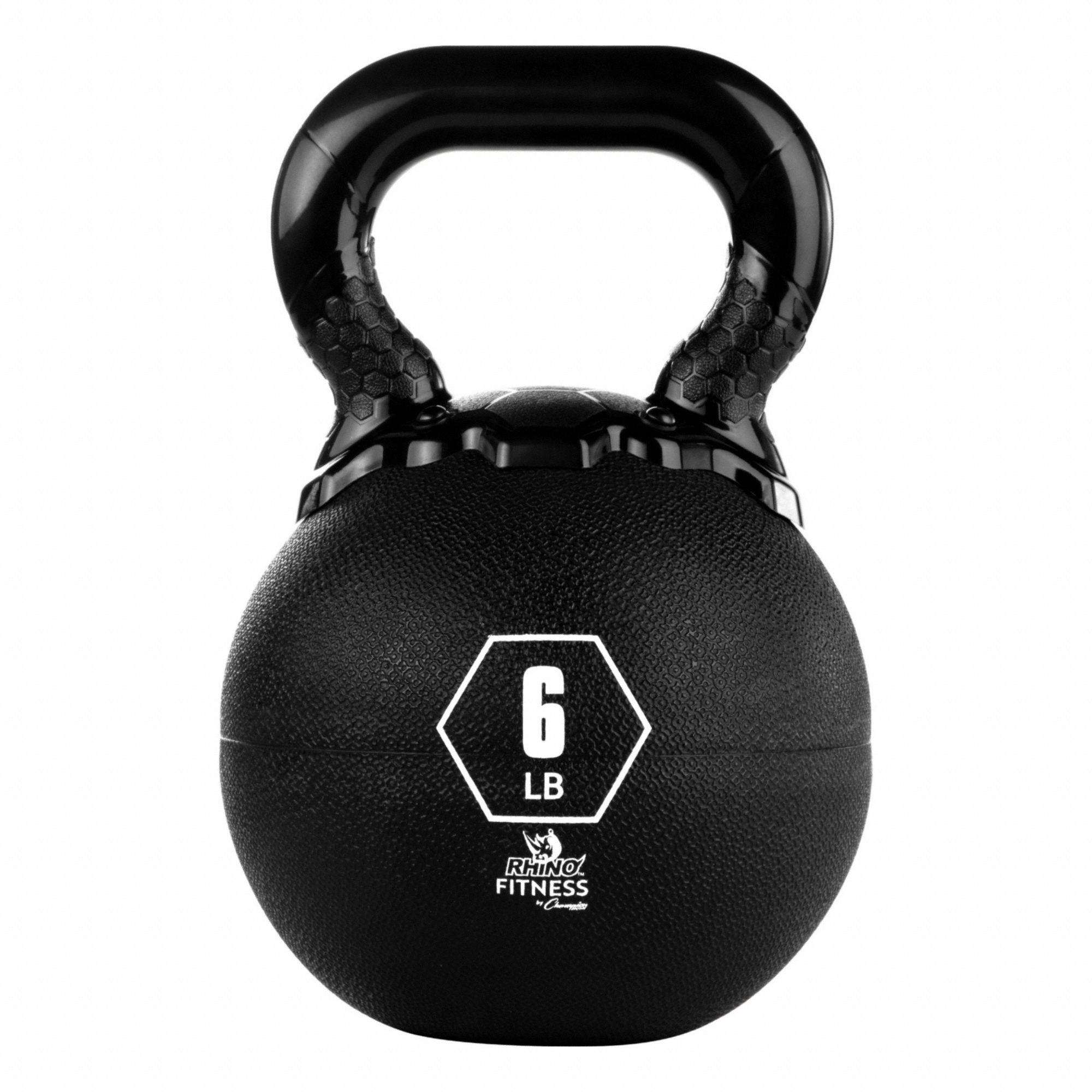 Kettle Bell: 6 lb, Black, Rubber, Round, 8 in Wt Dia