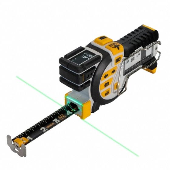 Digital Tape Measure: Inch, Magnetic Single Hook Tip, 25 ft / 7.6 m, 96 in Standout Lg