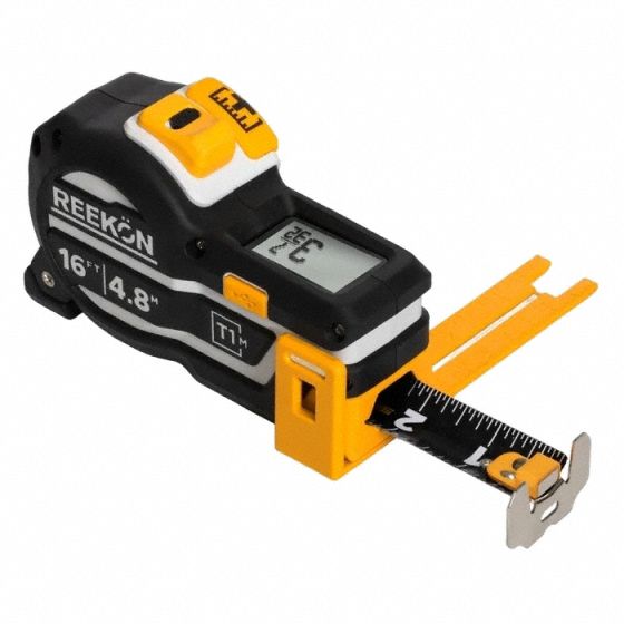 Digital Tape Measure: Inch, Magnetic Single Hook Tip, Plastic with Rubberized Grip