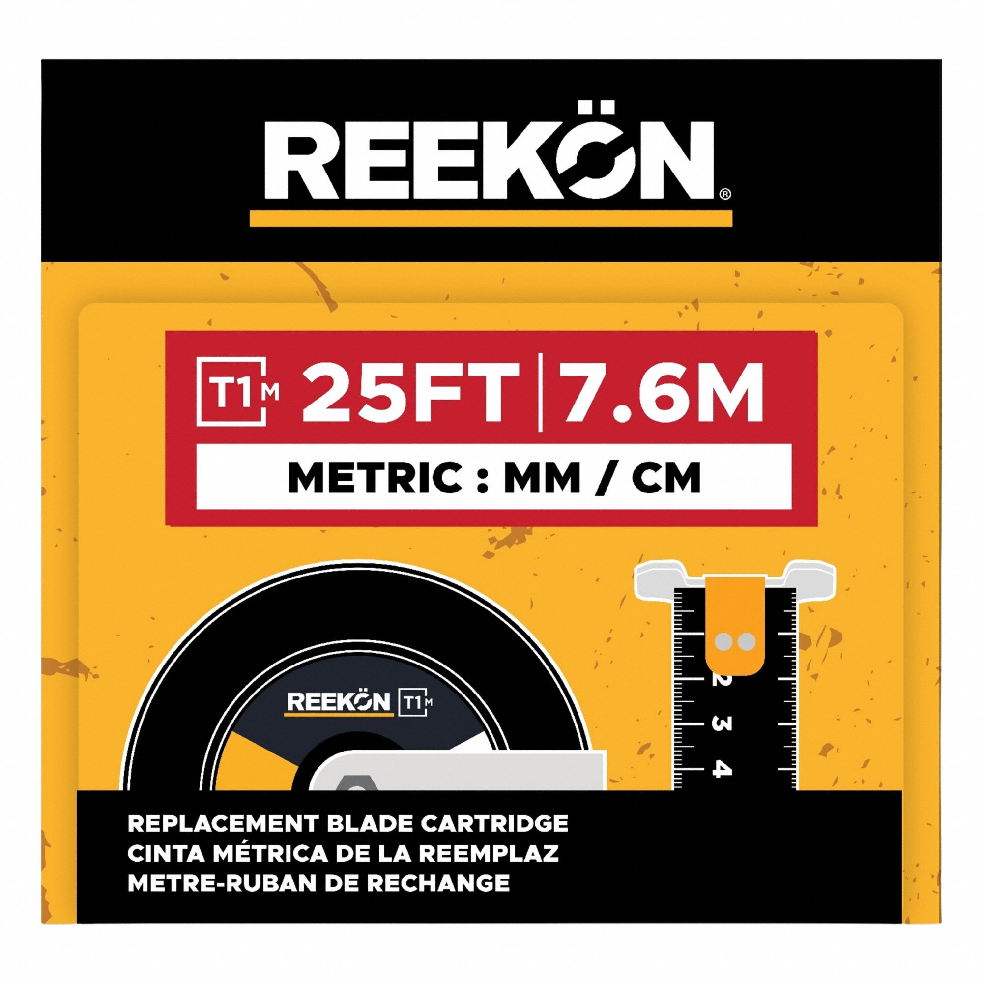 Replacement Cartridge: Inch/Metric, Magnetic Single Hook Tip, 25 ft / 7.6 m, Std Blade