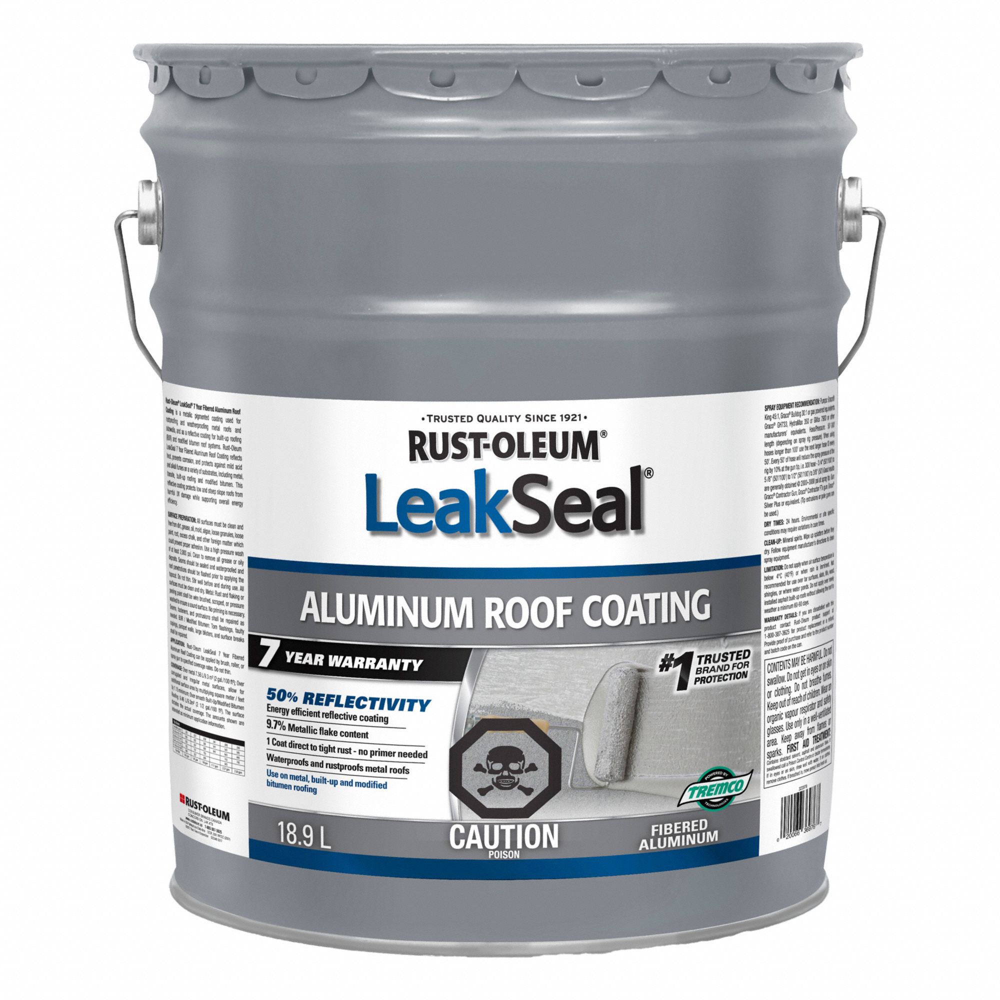 SEALER, ENERGY-EFFICIENT, 50% REFLECTIVE, METALLIC, 18.9 L, FIBRED ALUMINUM