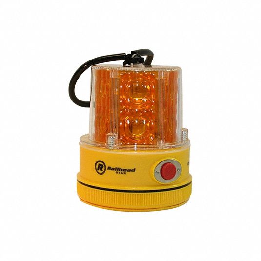WARNING LIGHT, BATTERY, 65 FLASHES PER MINUTE, 4 IN OVERALL W, 5 IN OVERALL L, AMBER