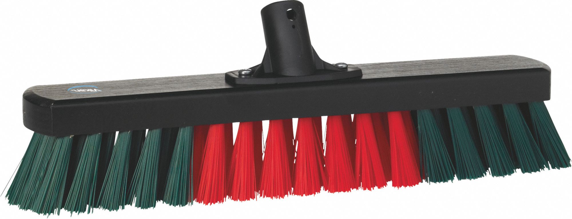 GARAGE BRUSH, HARD BRISTLES, GRN/RED BRISTLES, 17 21/64 X 3 5/32 IN, 2 1/2 TRIM L, WOOD/PVC