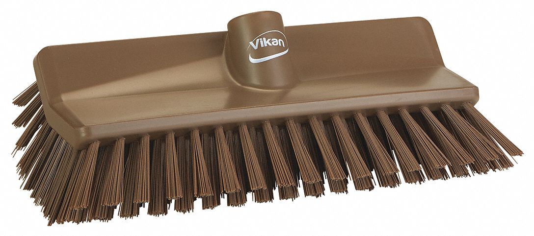 SCRUB BRUSH, CHEMICAL/ACID/TEMPERATURE RESISTANT, BROWN, 1 1/2 X 10 25/64 X 5 1/2 IN, PL