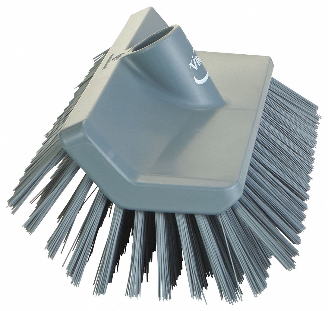 SCRUB BRUSH, CHEMICAL/ACID/TEMPERATURE RESISTANT, GREY, 1 1/2 X 10 25/64 X 5 1/2 IN, POLYESTER