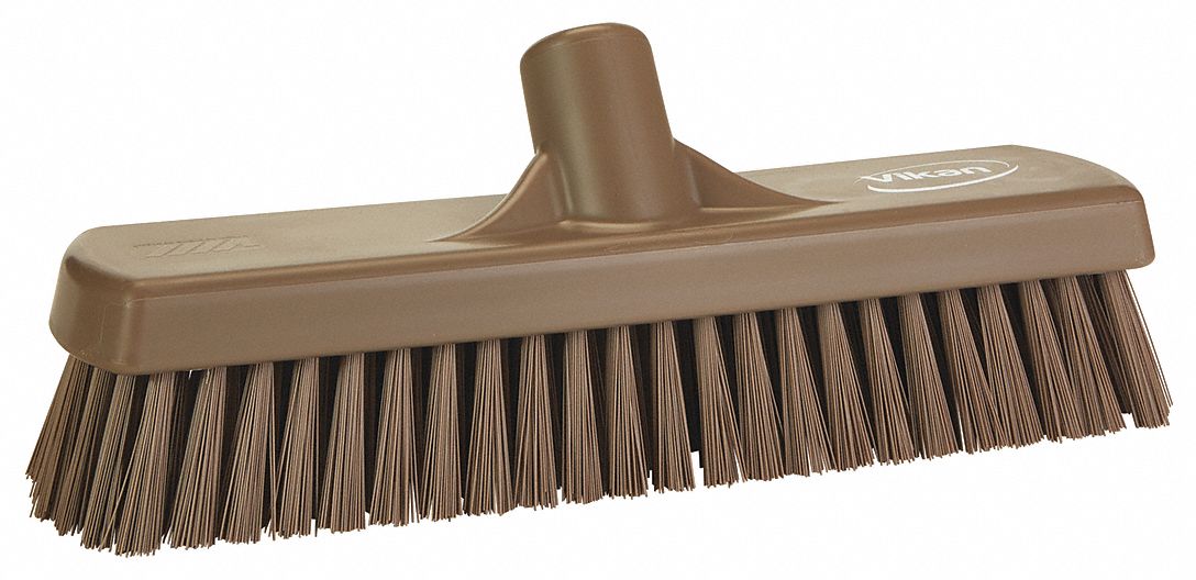 DECK SCRUB BRUSH, CHEMICAL/ACID/TEMPERATURE RESISTANT, BROWN, 1 19/32 X 12 X 2 IN, PL