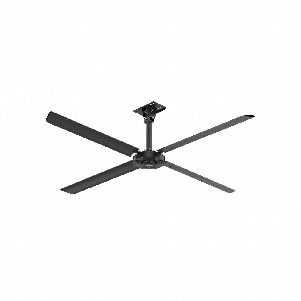 HUNTER INDUSTRIAL Ceiling Fan: 55,106 cfm Airflow, 10 ft Blade Dia, Variable Speeds, 120V AC, Silver (MPN X10-11P-IP-02). Key specifications — Voltage: 120V AC; Light Kit: No; Series: XP; Number of Speeds: Variable; Phase: Single; Current: 8.3 A; Brand: HUNTER INDUSTRIAL.