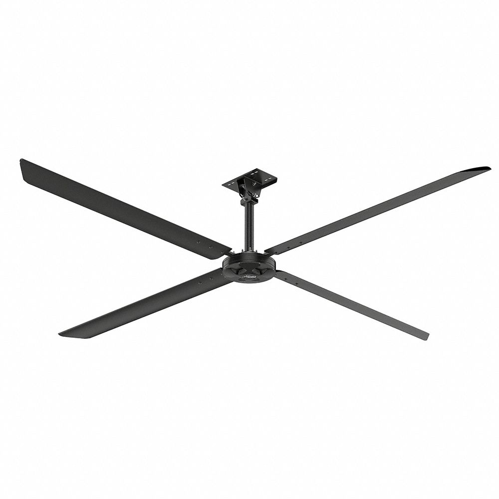 HUNTER INDUSTRIAL Ceiling Fan: 85,466 cfm Airflow, 14 ft Blade Dia, Variable Speeds, 120V AC, Silver (MPN X14-11P-IP-02). Key specifications — Voltage: 120V AC; Light Kit: No; Series: XP; Number of Speeds: Variable; Phase: Single; Current: 8.3 A; Brand: HUNTER INDUSTRIAL.