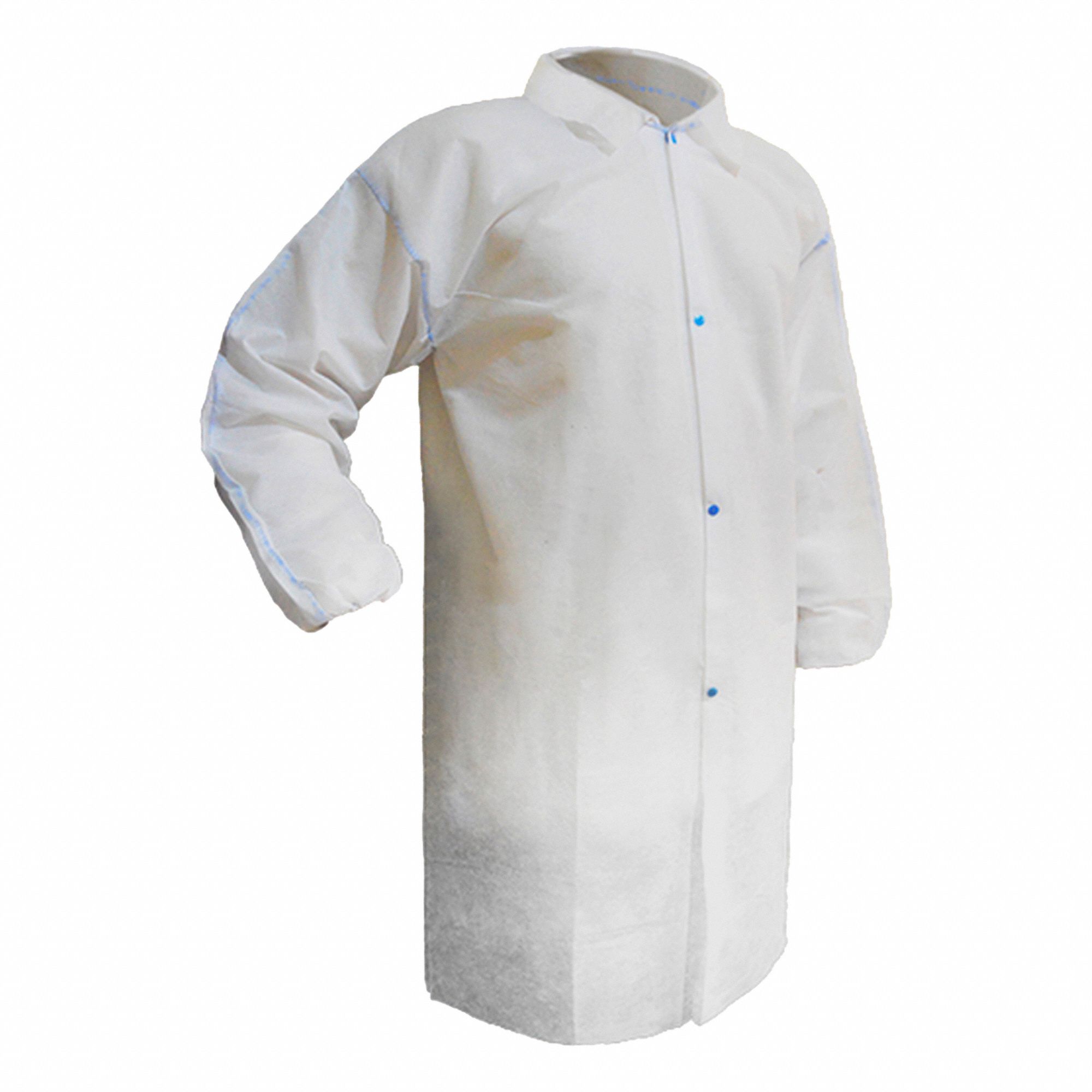 LAB COAT,WHITE,L SIZE,POLYPROPYLENE