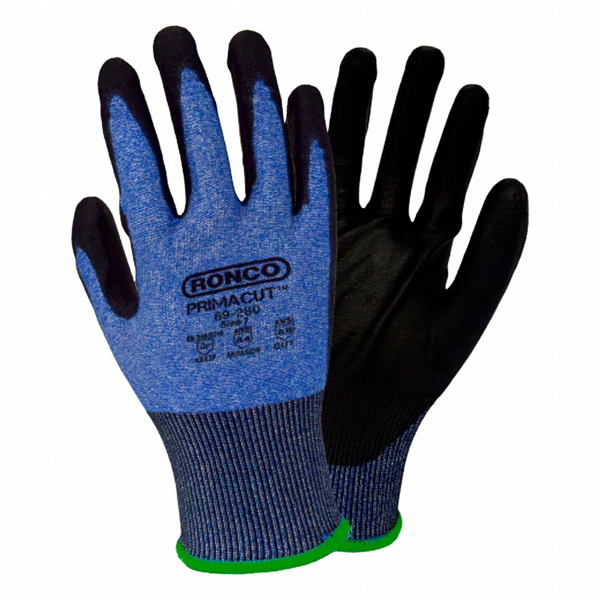 COATED GLOVES,BLACK,BLUE,SZ S,PR