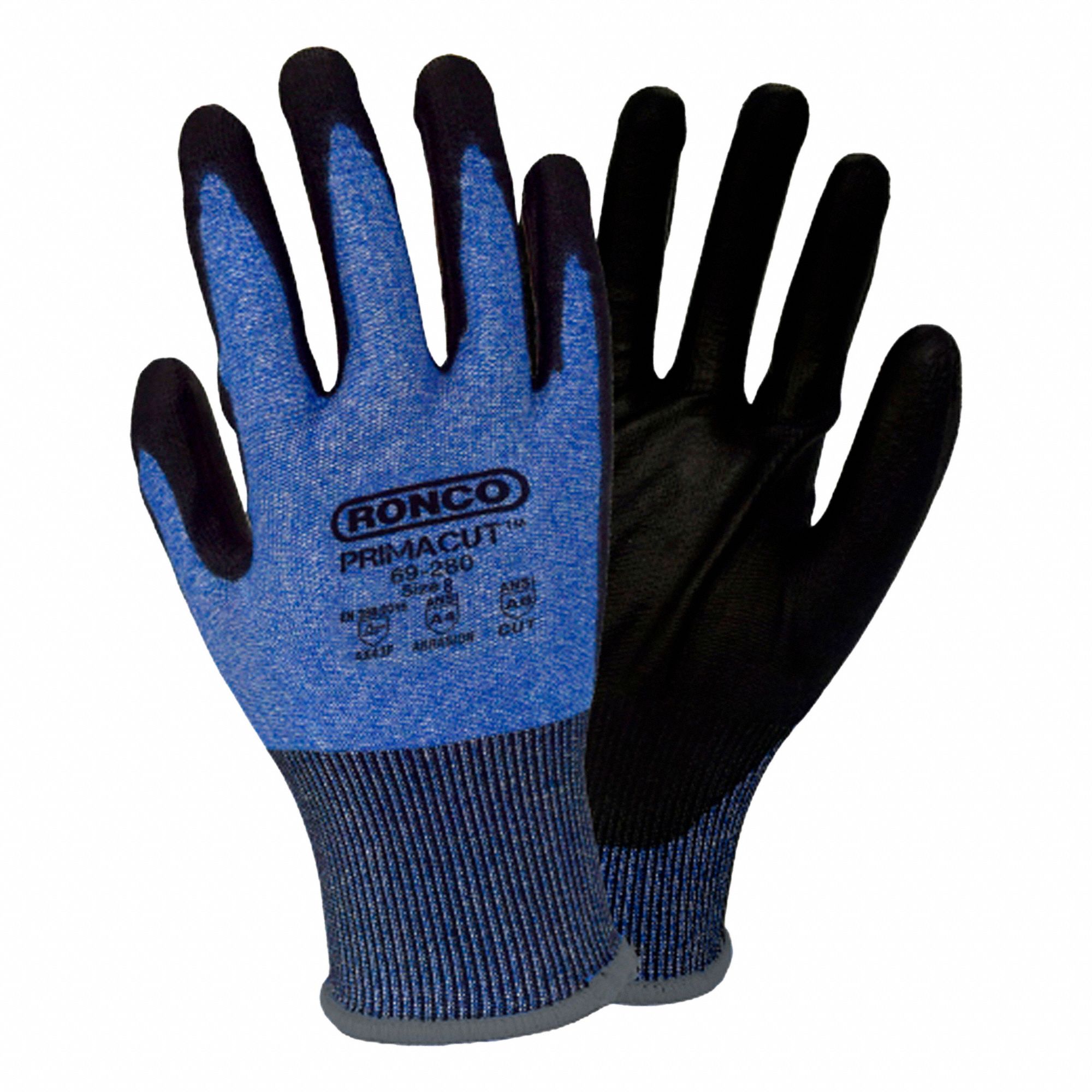 Work Gloves Hvac Refrigerant Gloves PRIMACUT COATED GLOVES,BLACK,BLUE,SZ  M,PR 1001782 RON6928008