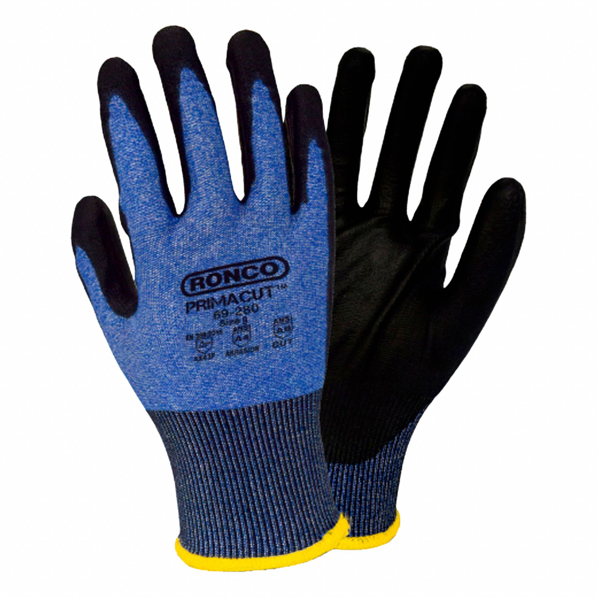 COATED GLOVES,BLACK,BLUE,SZ L,PR