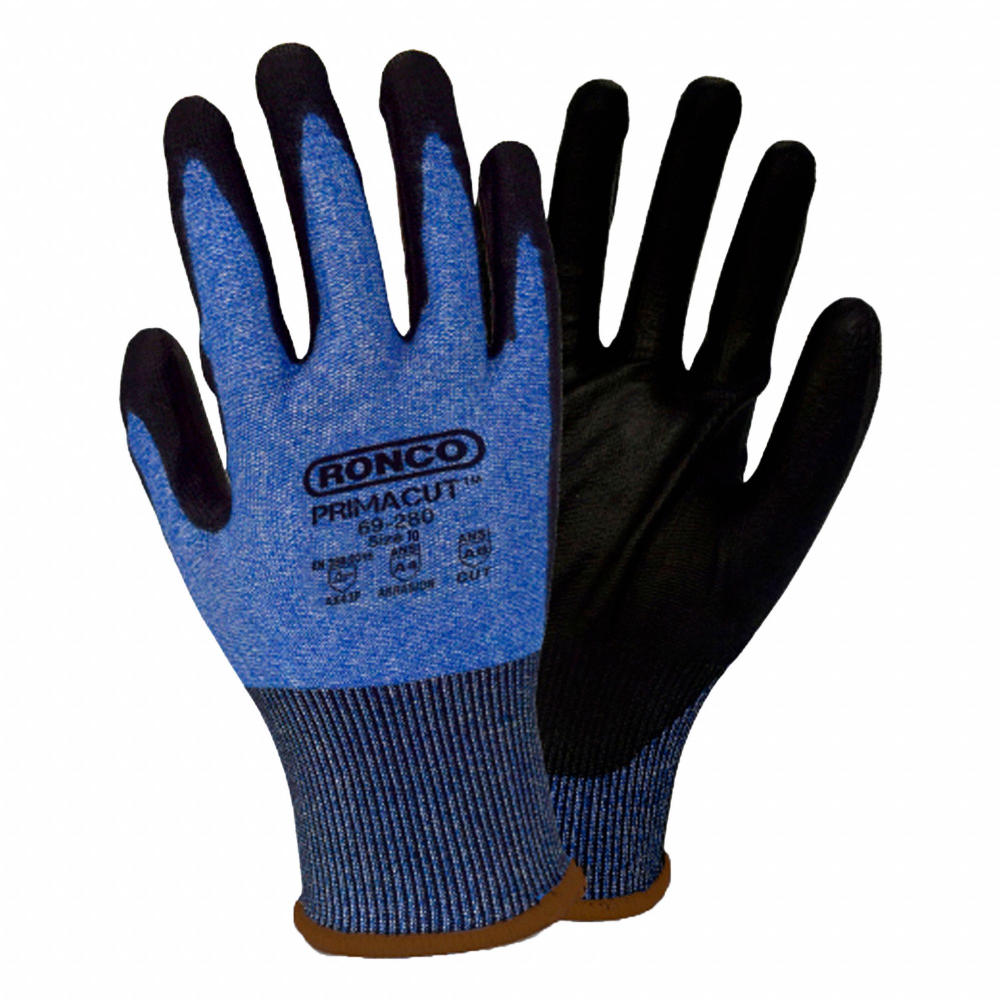 COATED GLOVES,BLACK,BLUE,SZ XL,PR