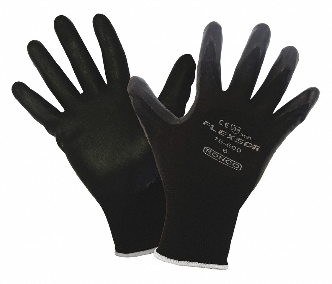 GLOVES, COATED, ABRASION LEVEL 4, PALM/FING, SMOOTH FINISH, XS, BLACK, NITRILE NYLON