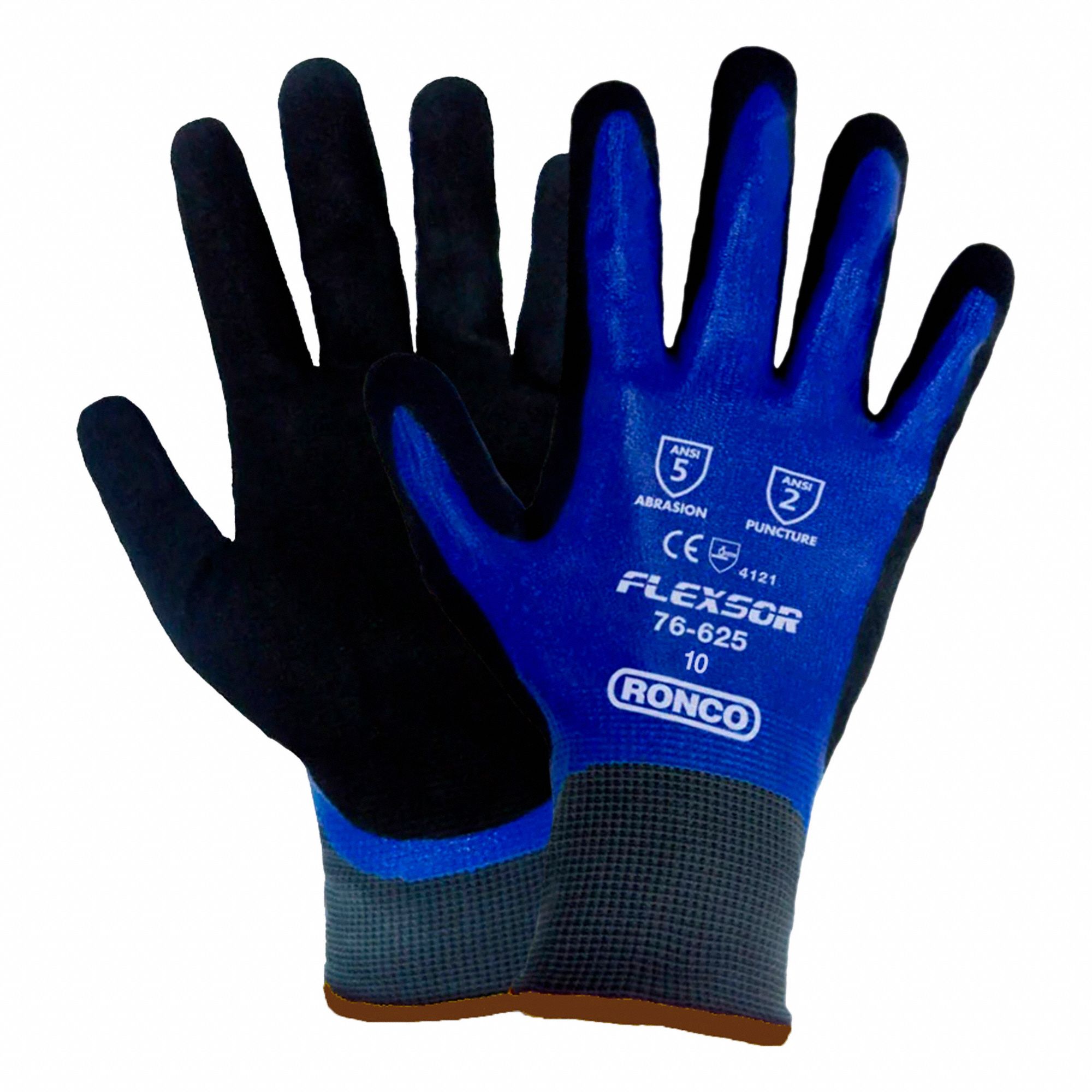 COATED GLOVES,BLACK,BLUE,SZ XL,PR
