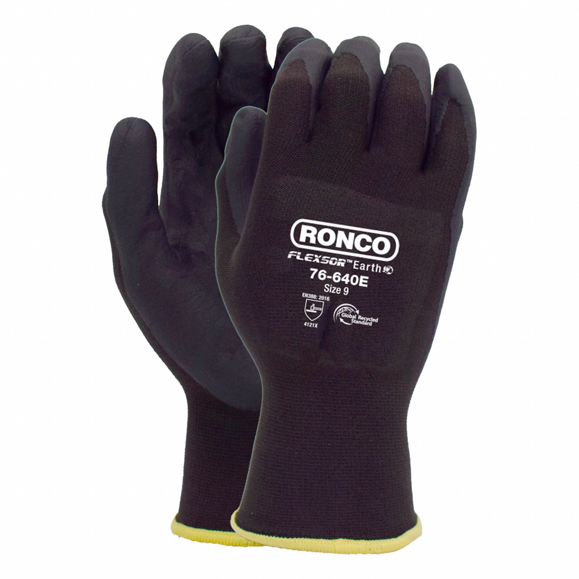 COATED GLOVES,BLACK,SZ L,PR
