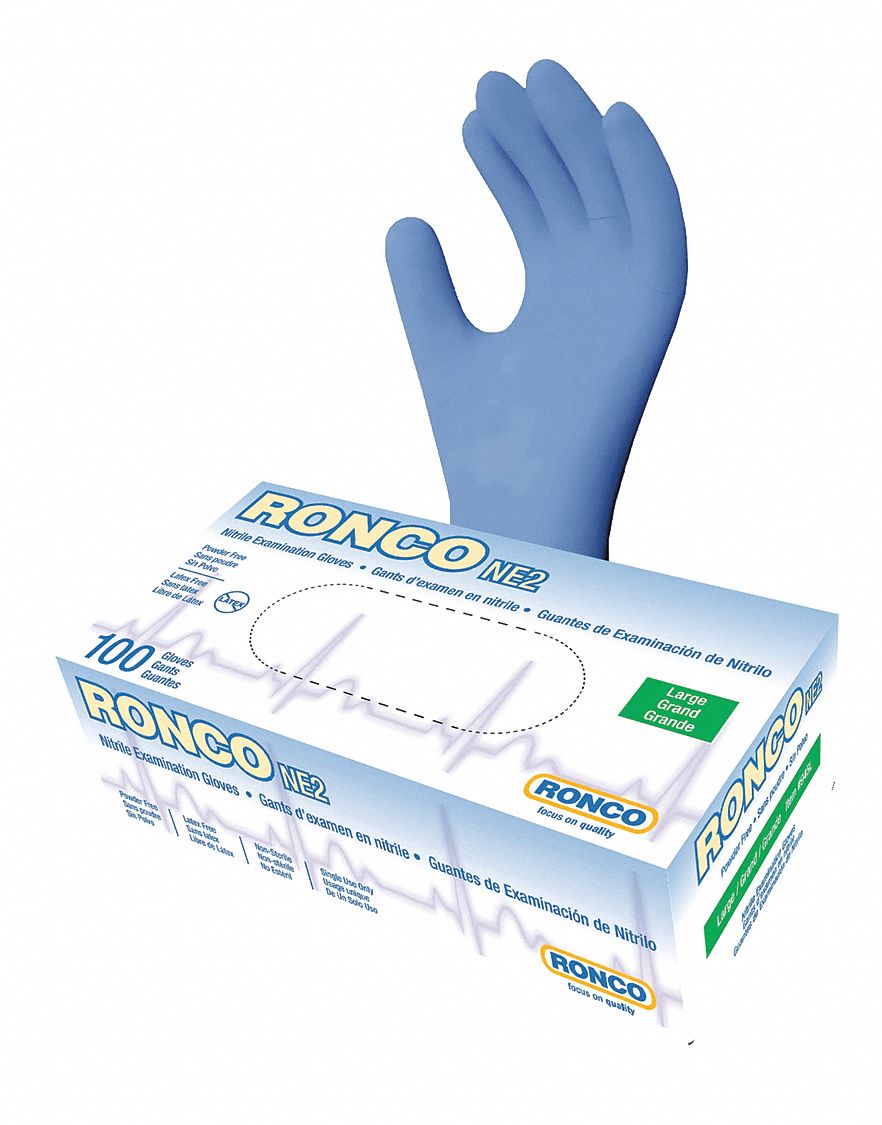 GANTS JETABLES, 9PO L/ÉPAISSEUR 4 MIL, TAILLE 9/G, BLEU, ECOLOGIQUE/NITRILE, PQ 100