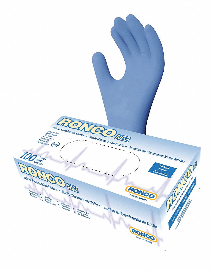 GANTS JETABLES, 9PO L/ÉPAISSEUR 4 MIL, TAILLE 7/P, BLEU, ECOLOGIQUE/NITRILE, PQ 100