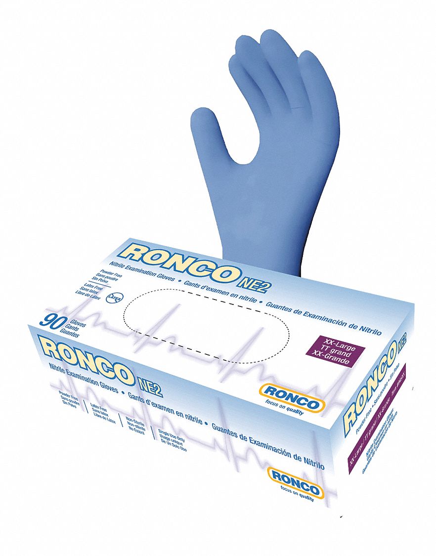 GANTS JETABLES, 9PO L/ÉPAISSEUR 4 MIL, TAILLE 11/TTG, BLEU, ECOLOGIQUE/NITRILE, PQ 90