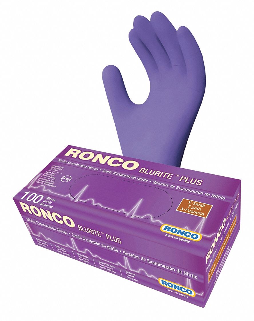 GANTS JETABLES, 9PO L/ÉPAISSEUR 3 MIL, TAILLE 6/TP, BLEU, ECOLOGIQUE/NITRILE, BT 100