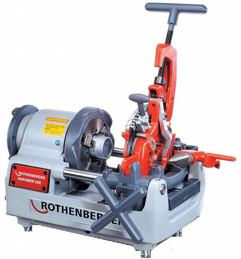 ROTHENBERGER COMPACT THREADING MACHINE, CORDED, 120V/50 TO 60HZ, ½ TO 2 IN  DIA, 1 HP, 40 RPM - Pipe Threading & Cutting Machines - ROT63004