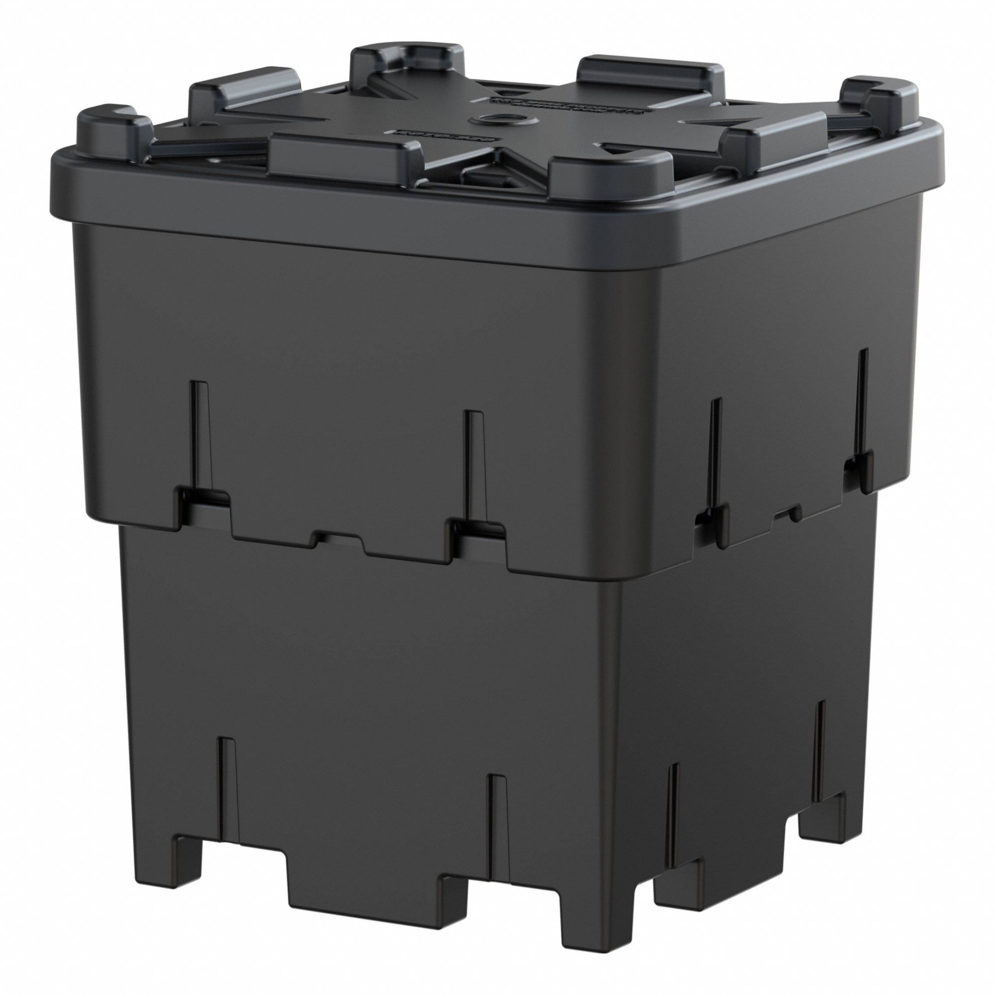 Stackable Bulk Containers with Lids: 33 cu ft, 44 in x 44 in x 48 1/2 in