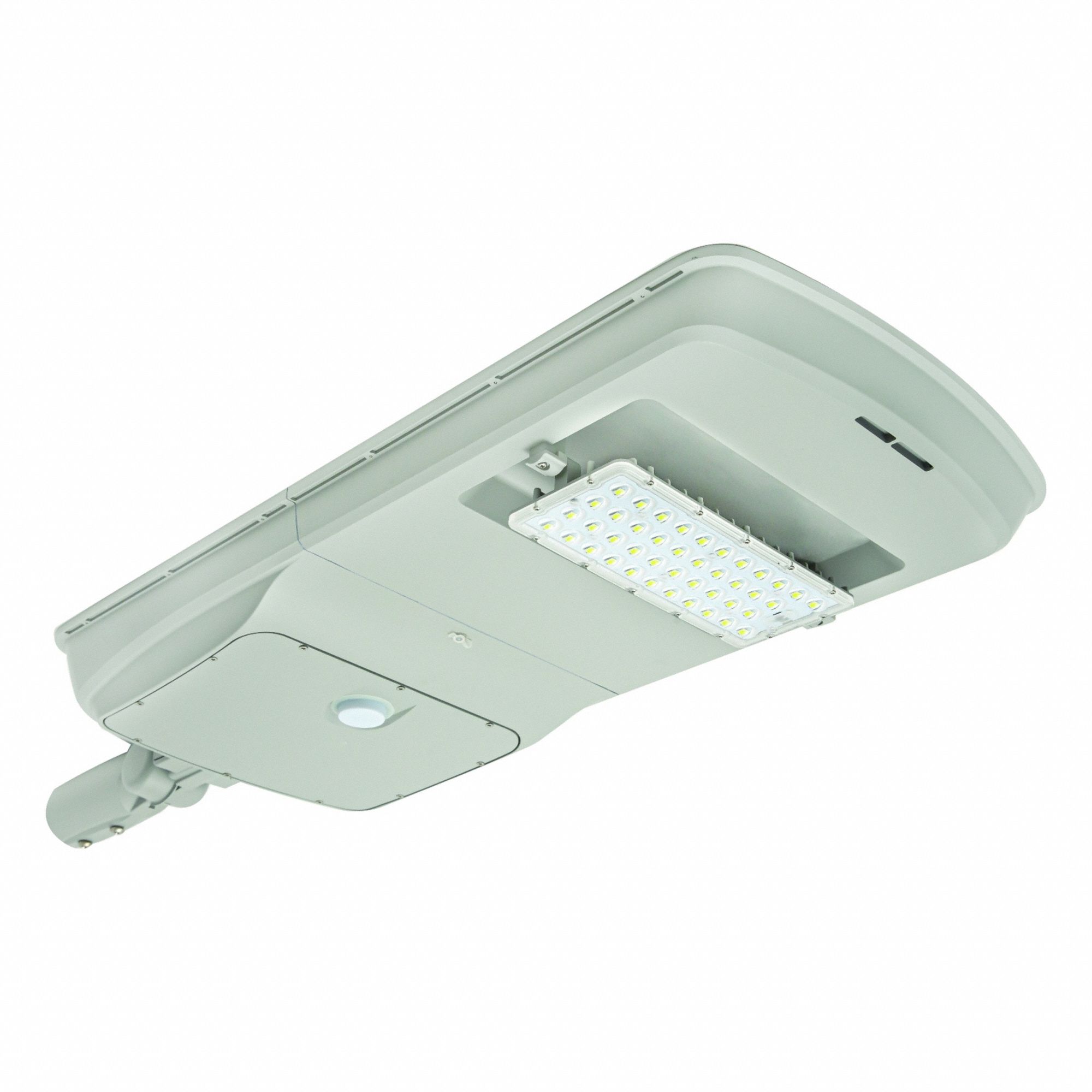 LED Solar Street & Parking Lot Light: 1, 600 lm, 5000K, 8 W, Gray, Type III, 20 in Overall Lg