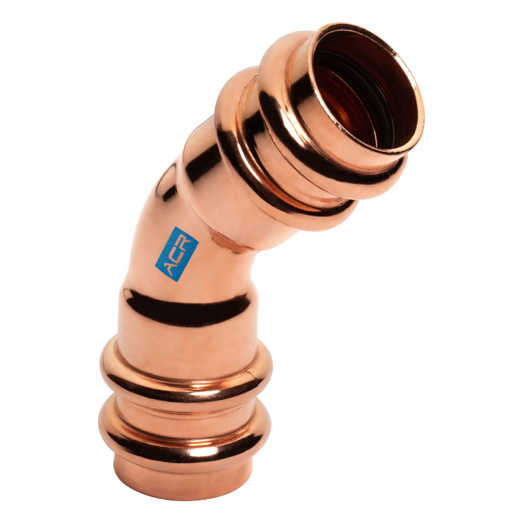 Crimp Elbow Fitting: 45° Elbow, 1 3/8 in CTS x 1 3/8 in CTS size, Press-fit x Press-fit