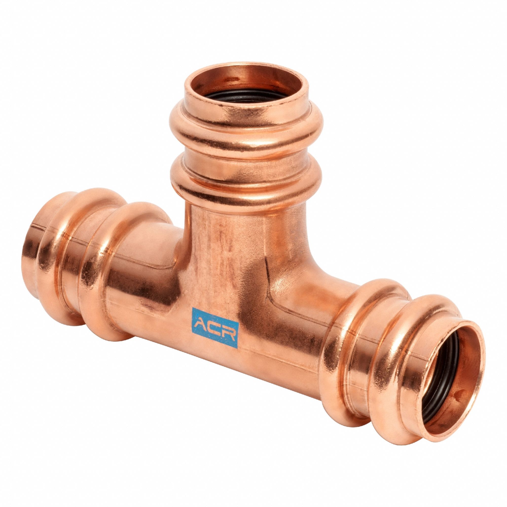 Crimp Tee Fitting: Tee, Press-fit x Press-fit x Press-fit x Press-fit, Copper