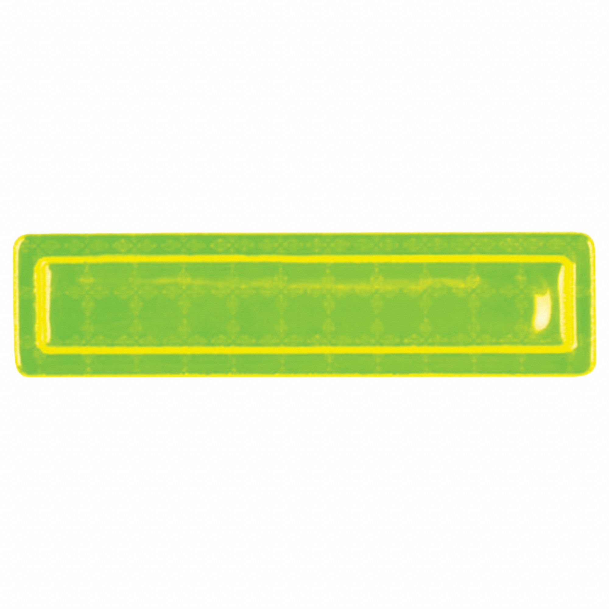 Hard Hat Label: 1 in Ht, 4 in Wd, Reflective, Hi-Vis, Reflective Sheeting, Green/Yellow