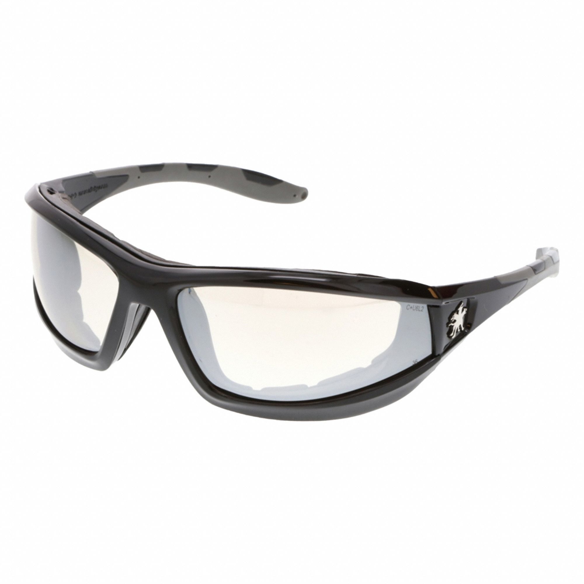 Safety Glasses: Clear Lens Color, Full-Frame, MAX36 Dual Coating/Mirrored, Vented, 1 PR