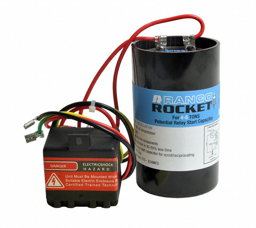 RANCO COMPRESSOR HARD START KITS, 6½ IN H, 2 IN D, 4 TO 5 TONS - 3295 ...