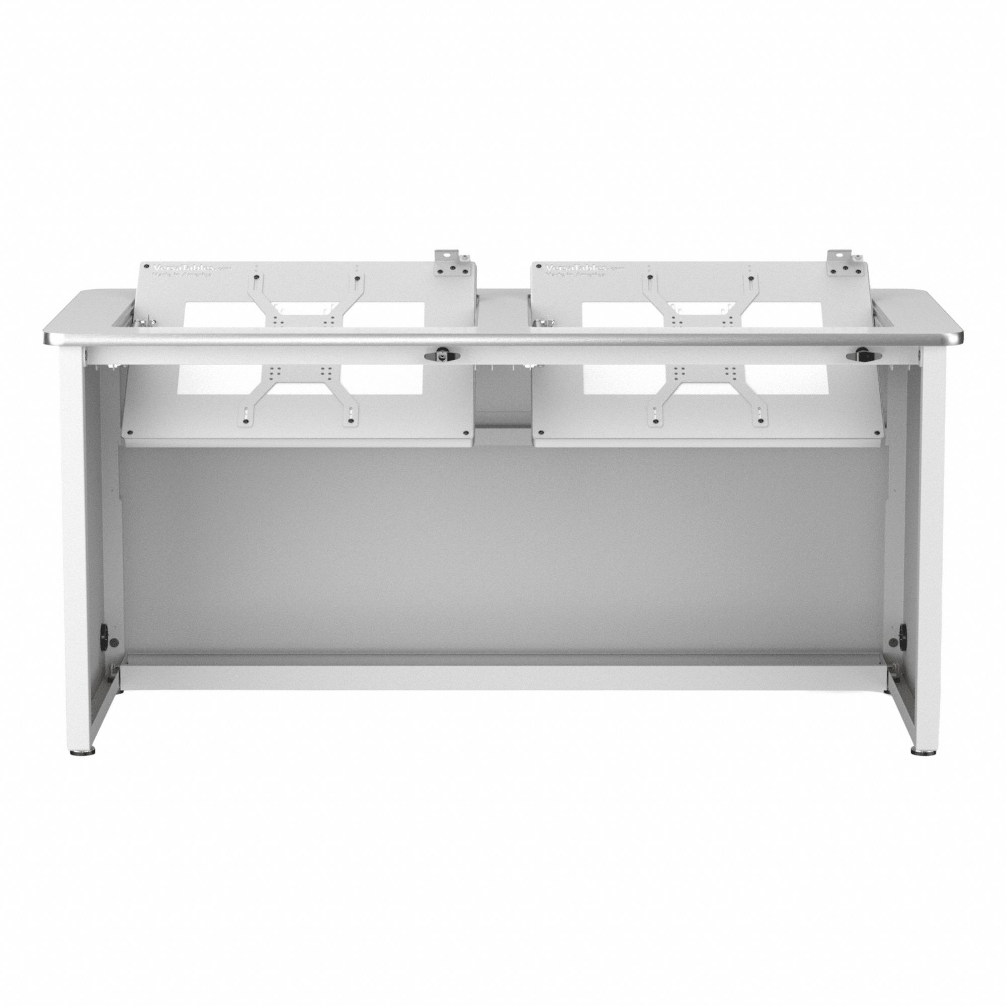 Computer Desk: Metal, White, 0 Drawers, 60 in Overall Wd, 29 in Overall Ht, White Frame