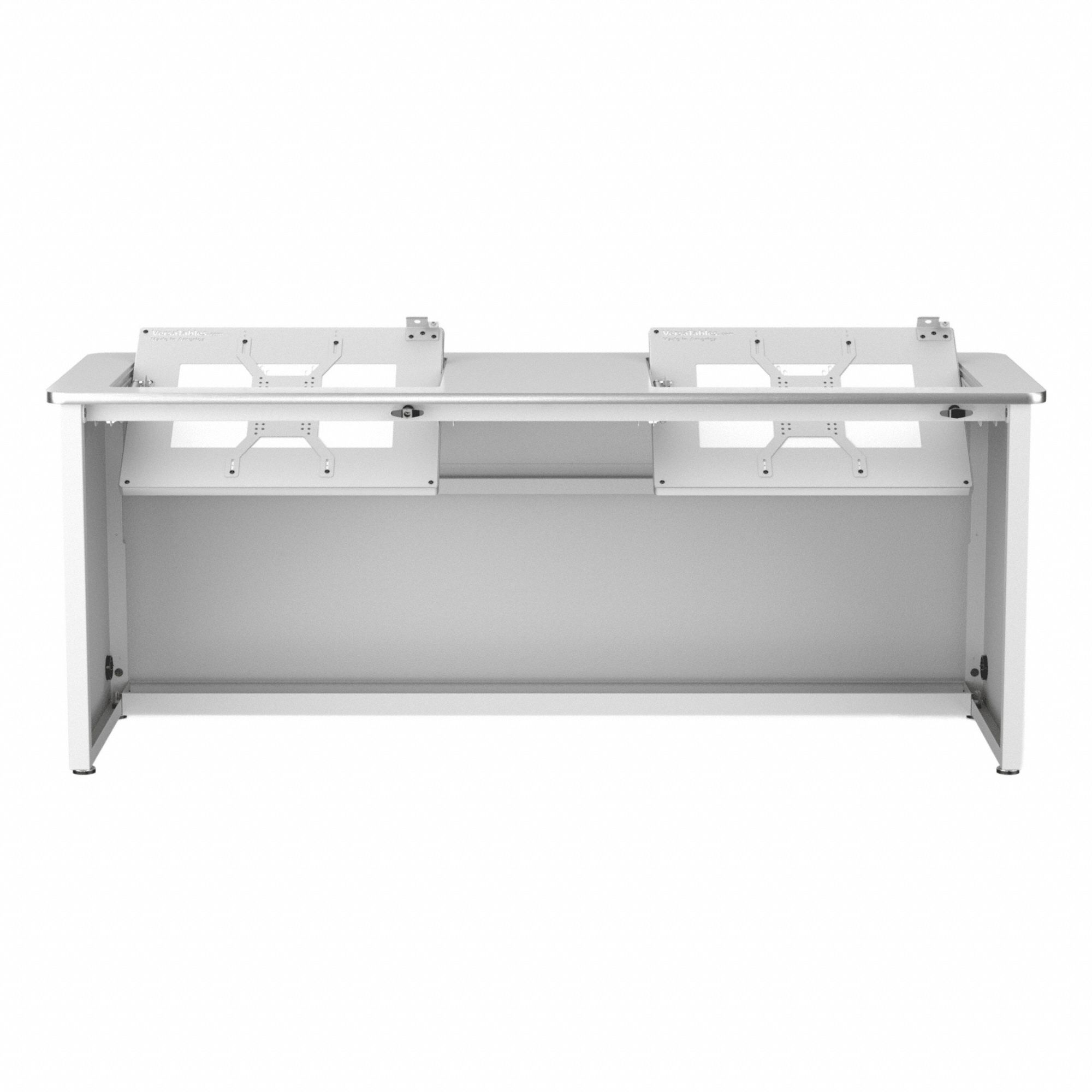 Computer Desk: Metal, White, 0 Drawers, 72 in Overall Wd, 29 in Overall Ht, White Frame