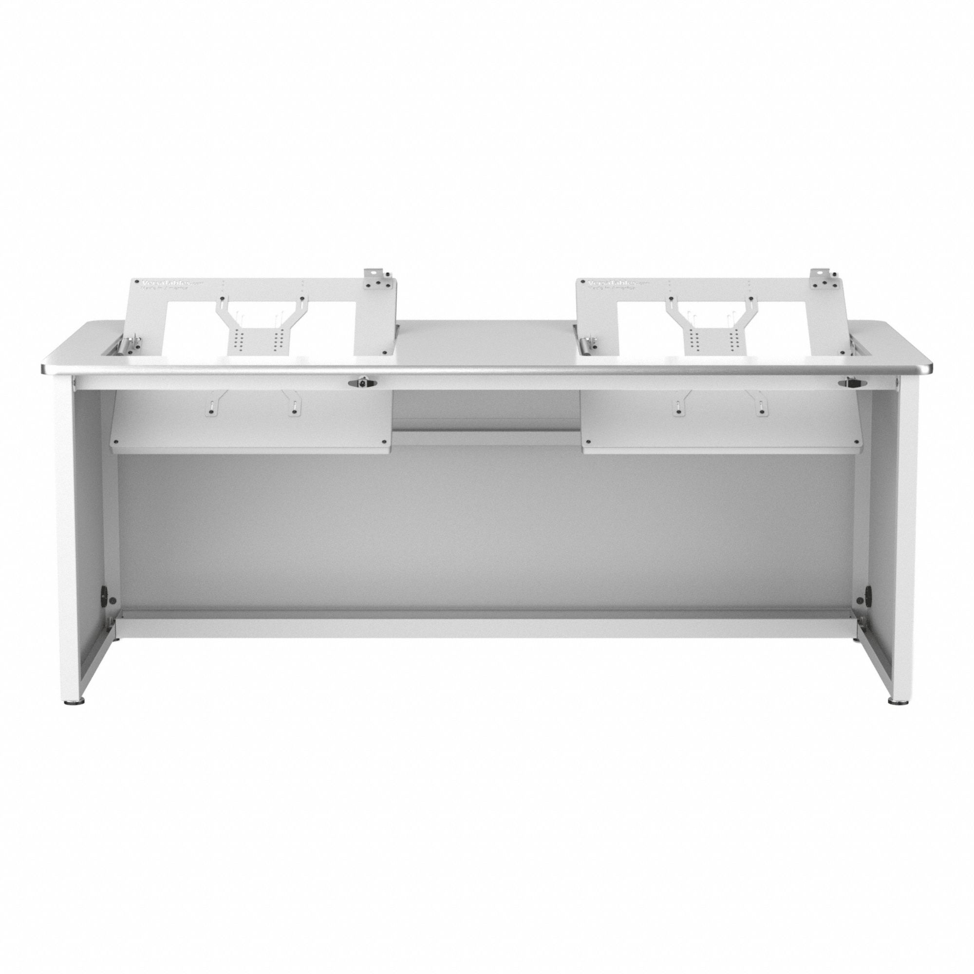 Computer Desk: Metal, White, 0 Drawers, 72 in Overall Wd, 29 in Overall Ht, White Frame