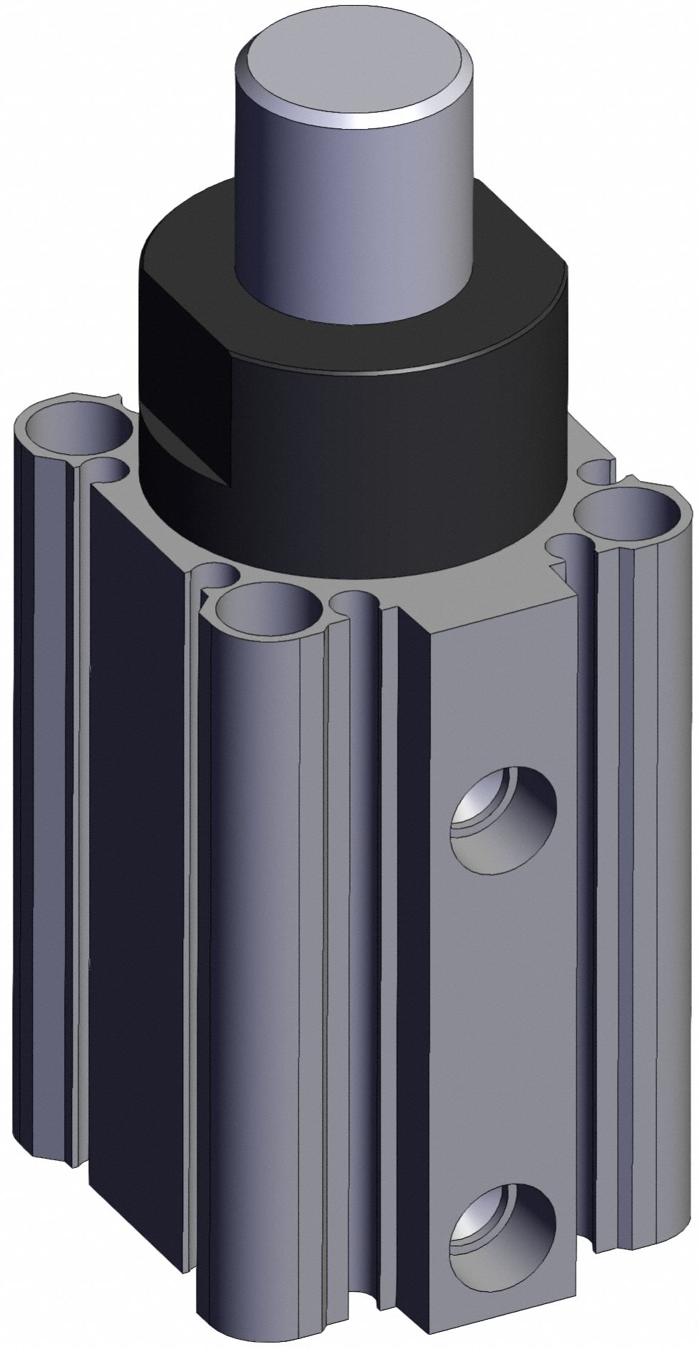 Stopper Air Cylinder: 32 mm Bore Dia, 20 mm Stroke Lg, Through-hole Mounting, Round Bar