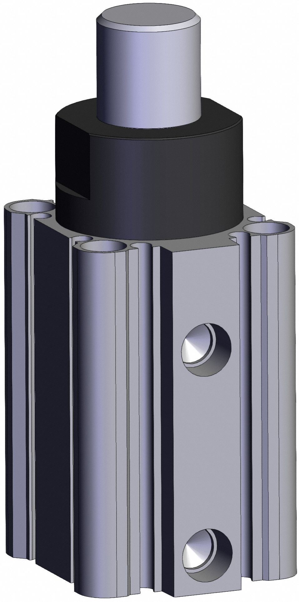 Stopper Air Cylinder: 40 mm Bore Dia, 30 mm Stroke Lg, Through-hole Mounting, Round Bar