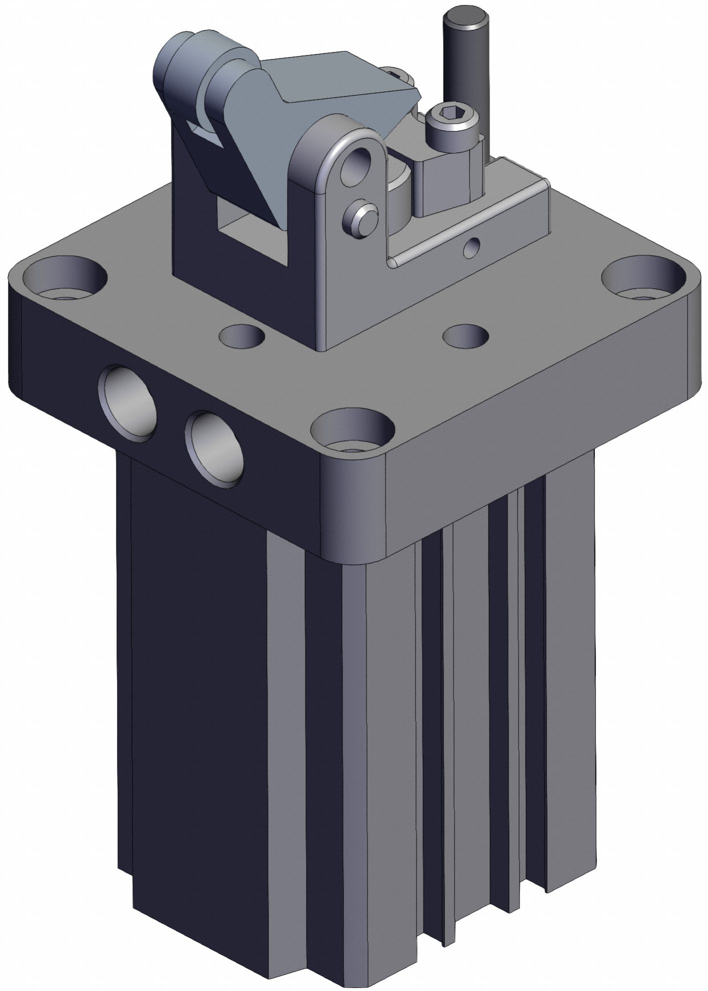 Stopper Air Cylinder: 32 mm Bore Dia, 20 mm Stroke Lg, Flange Mounting, Roller