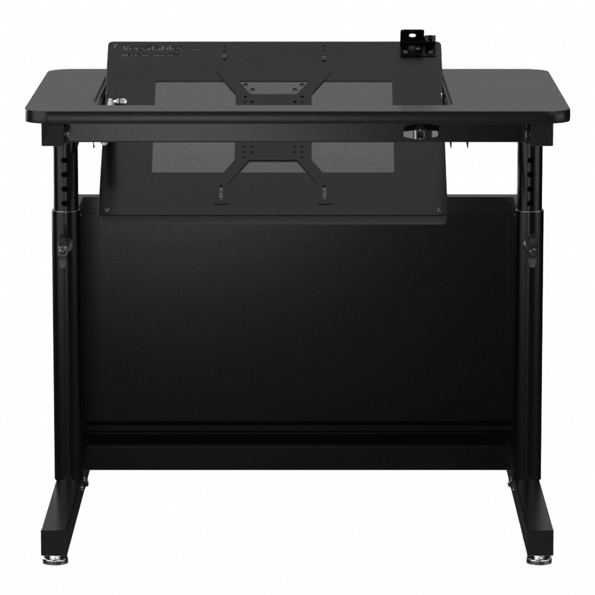 Standing Desk: Black, Wood, 36 in Overall Wd, 24 in Overall Dp, 36 in Max Desktop Ht