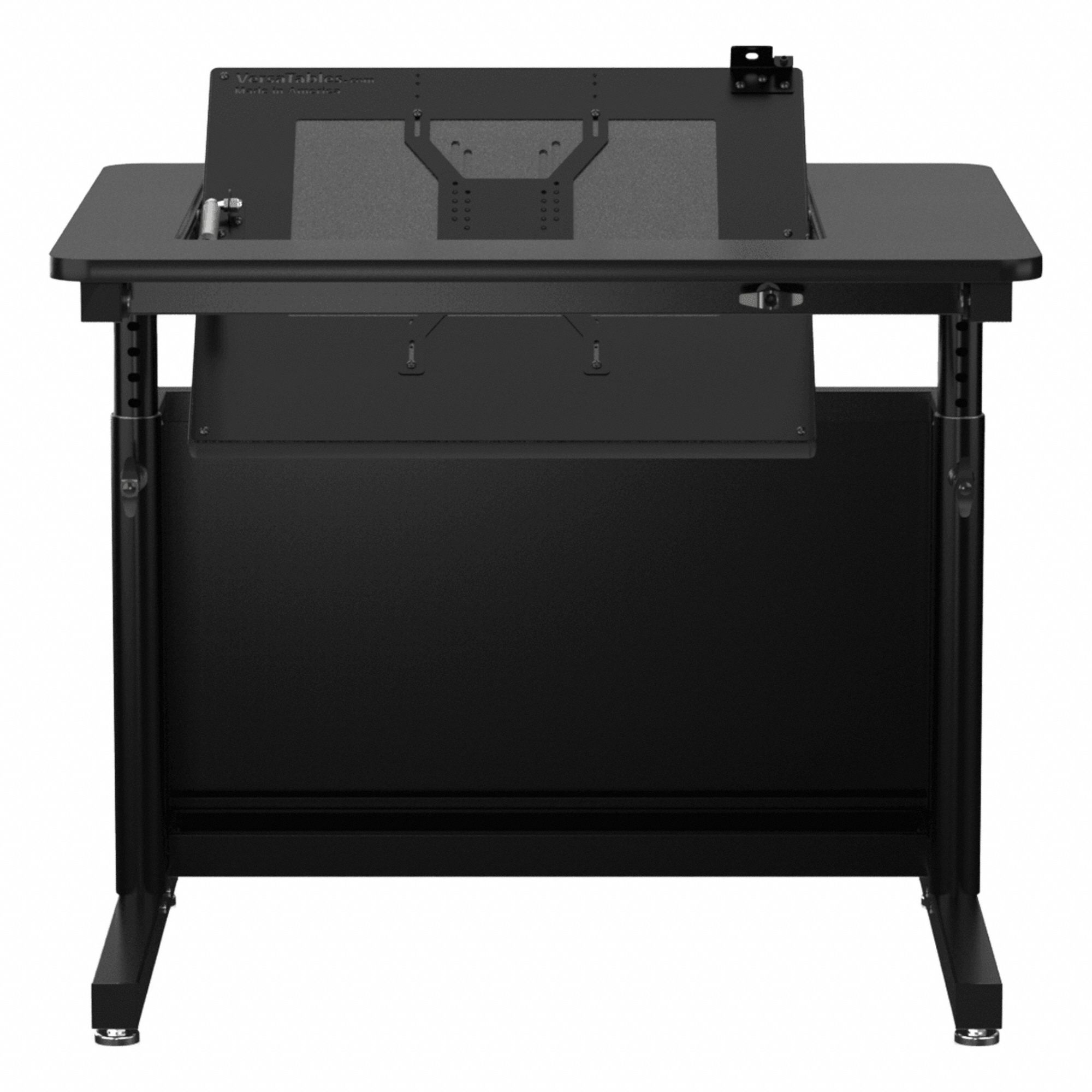 Standing Desk: Black, Wood, 36 in Overall Wd, 30 in Overall Dp, 36 in Max Desktop Ht